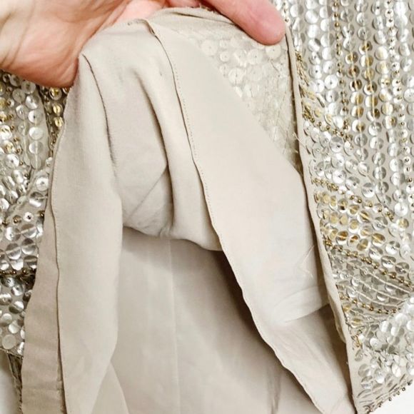 Sz 6 Alice+Olivia Glam A Line Dress Size 6 Champage Silver Sparkle A Line Dress - Picture 9 of 16